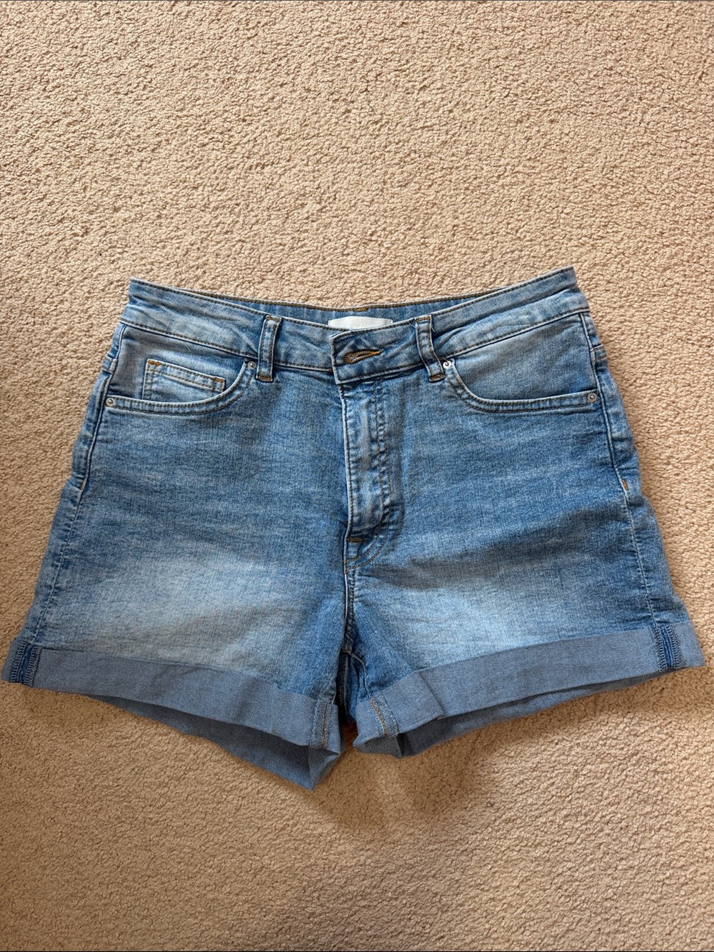 High-Rise Light Blue Denim Shorts - Women’s